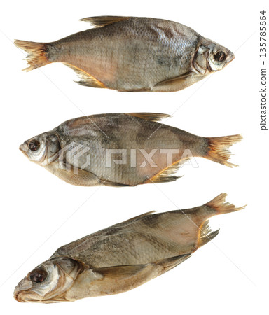 Fish, dried bream, collage on a white background in isolation Fish, dried bream, collage on a white background in isolation 135785864