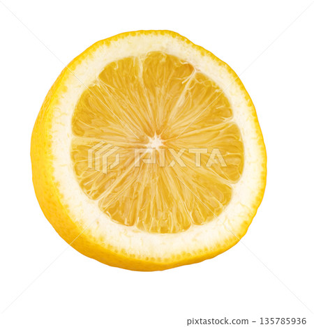 ripe lemon half cut, on white background 135785936
