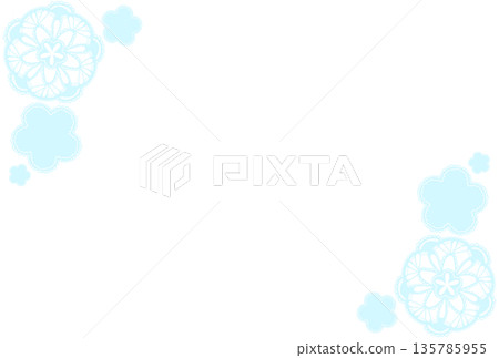 淺藍色花卉蕾絲邊框 135785955