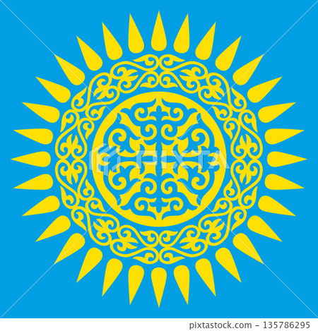 Kazakh nomadic tribes on background Kazakh nomadic tribes on background 135786295