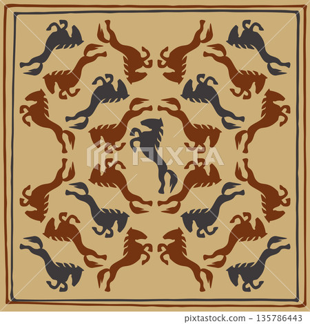 Kazakh nomadic tribes on background Kazakh nomadic tribes on background 135786443