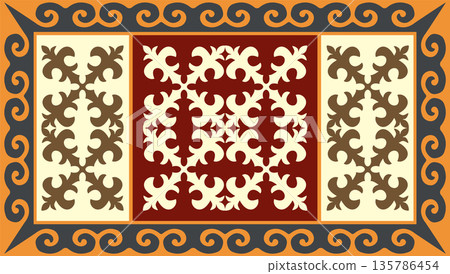 Kazakh nomadic tribes on background 135786454