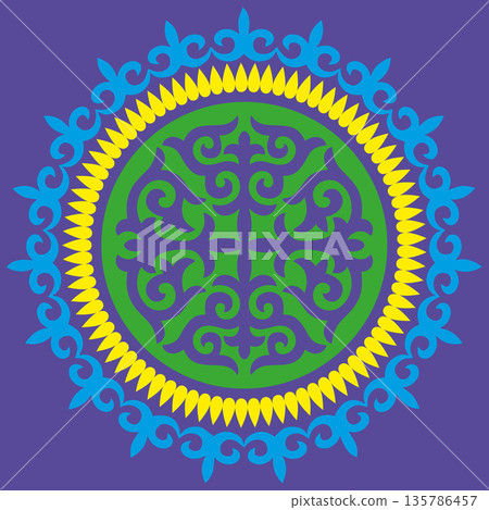 Kazakh nomadic tribes on background 135786457