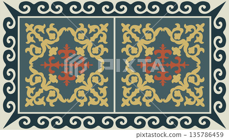 Kazakh nomadic tribes on background Kazakh nomadic tribes on background 135786459