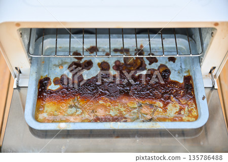 dirty stain in microwave stove for cleaning concept 135786488