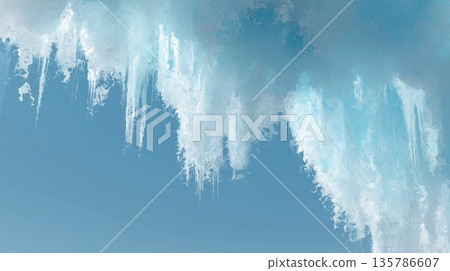 Blue ice background showing cold abstract texture. Cold blue ice shards forming an abstract textured frozen background 135786607