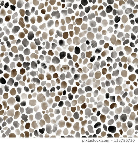 Neutral muted leopard spots seamless pattern design. Abstract animal print background with watercolor style gray and brown spots on white Neutral muted leopard spots seamless pattern design. Abstract animal print background with watercolor style gray and brown spots on white 135786730