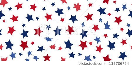 USA colors star pattern creating a patriotic background. Red and blue stars forming a cheerful, seamless American flag inspired pattern USA colors star pattern creating a patriotic background. Red and blue stars forming a cheerful, seamless American flag inspired pattern 135786754
