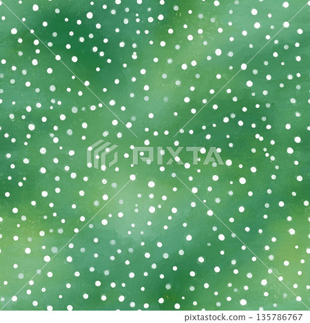 Watercolor green background with scattered polka dots texture. Watercolor green background featuring scattered white and light green polka dots pattern 135786767