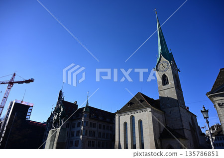 Fraumünster Church on the Limmat River Fraumünster Church on the Limmat River 135786851