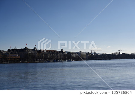 Lake Zurich scenery Lake Zurich scenery 135786864
