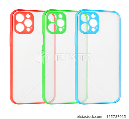 silicone phone case partially transparent, white background silicone phone case partially transparent, white background 135787015