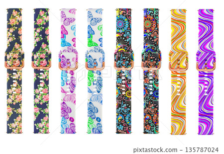 Silicone strap for smart watch, white background in insulation Silicone strap for smart watch, white background in insulation 135787024