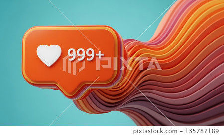 Social media notification icon with heart and...-插圖素材 [135787189] - PIXTA圖庫