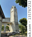 The stone clock tower, a symbol of Akabane Park in Kita Ward, and the blue sky 135787232