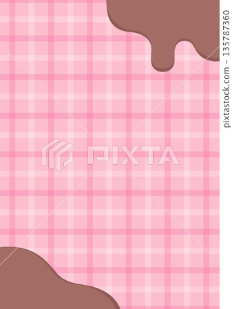 Melted chocolate and pink checkered background frame (Valentine's Day) Melted chocolate and pink checkered background frame (Valentine's Day) 135787360