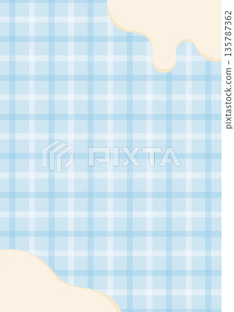 融化的巧克力和淺藍色格子背景框（情人節/白色情人節） 135787362