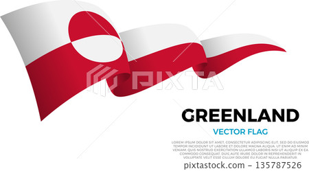 Flag of Greenland. The elegant curves and realistic shading create a sense of motion 135787526