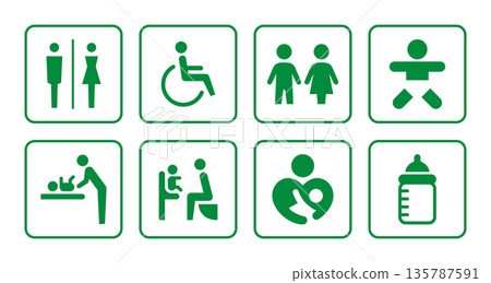 Green toilet sign icon 135787591