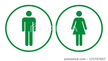 Green toilet sign icon 135787607