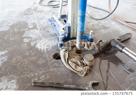 Diamond drill on tripod Diamond drill on tripod 135787675