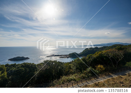 Coastal road and the sea in the distance Coastal road and the sea in the distance 135788516