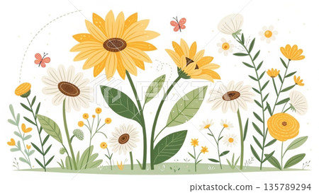 Yellow Spring blooming flower Yellow Spring blooming flower 135789294