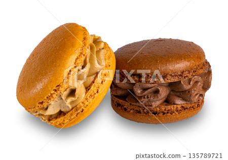 Two macarons creamy isolated on white background. 135789721
