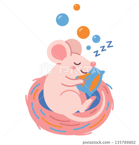 Sleeping Mouse Illustration 135789802