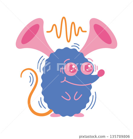 Cartoon Mouse with Megaphone Ears Cartoon Mouse with Megaphone Ears 135789806