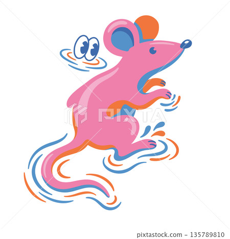 Cartoon Pink Mouse with Googly Eyes Cartoon Pink Mouse with Googly Eyes 135789810