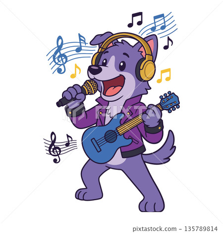 Singing Dog Cartoon Character Singing Dog Cartoon Character 135789814
