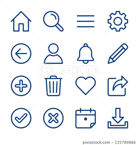 Set of Minimalist Blue Icons 135789866
