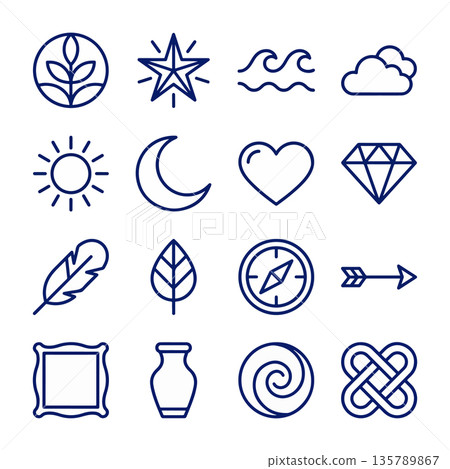 Collection of Line Art Icons 135789867