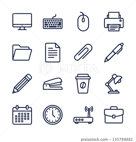 Office and Business Icon Set Office and Business Icon Set 135789882