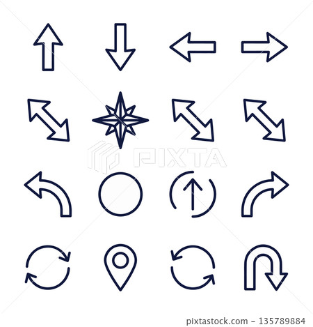 Set of Directional and Symbolic Icons 135789884