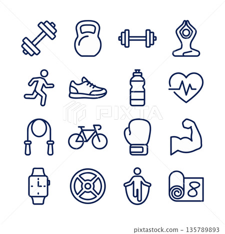Fitness and Exercise Icons 135789893