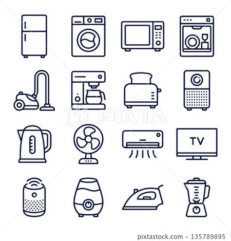 Household Appliances Icon Set 135789895