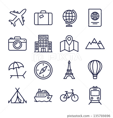 Travel and Tourism Icon Set Travel and Tourism Icon Set 135789896
