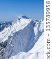 The main ridge of the Tanigawa mountain range seen from the Tenjin Ridge of Mt. Tanigawa in midwinter 135789958
