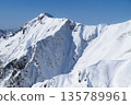 The main ridge of the Tanigawa mountain range seen from the Tenjin Ridge of Mt. Tanigawa in midwinter 135789961