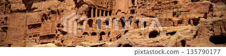 Ruins of the abandoned city of Petra in Jordan. 135790177