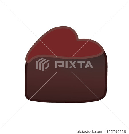 Illustration of heart-shaped dark chocolate 135790328