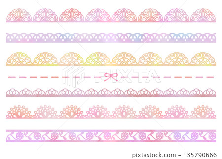 粉紅色水彩蕾絲插畫集 135790666
