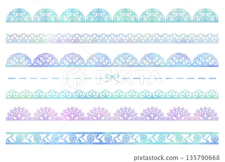 藍色水彩蕾絲插畫集 135790668