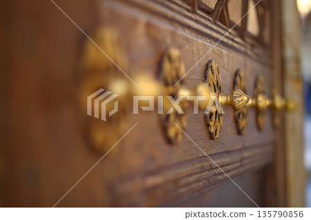details of historical mosque door, Edirne, Turkey. Selective Focus. 135790856