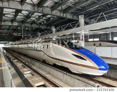 Hokuriku Shinkansen stopping at Tsuruga Station Hokuriku Shinkansen stopping at Tsuruga Station 135791300