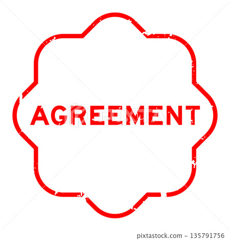 Grunge red agreement word square rubber seal stamp on white background 135791756