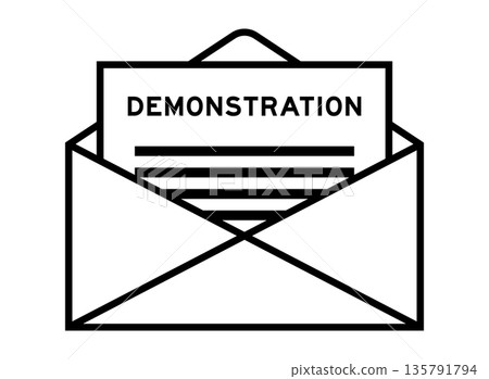 Envelope and letter sign with word demonstration as the headline Envelope and letter sign with word demonstration as the headline 135791794