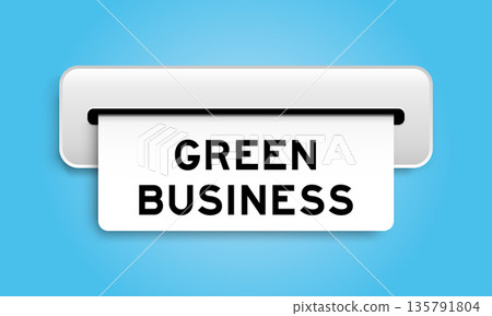 White coupon banner with word green business from machine on blue color background White coupon banner with word green business from machine on blue color background 135791804